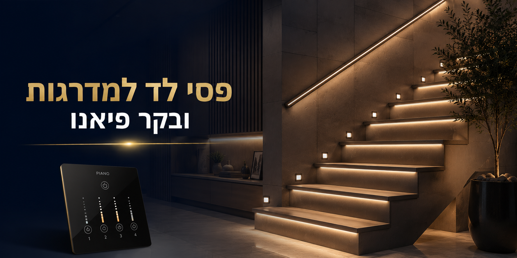 פסי לד למדרגות ובקר פיאנו